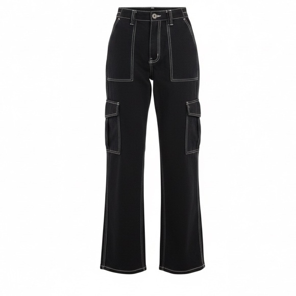 Ardene Denim - Ardene Cargo Utility Denim Wide Leg High Waist 90s Skater Jeans Size Small
